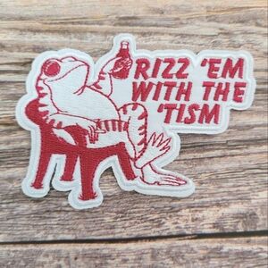 Rizz Em With The Tism, Funny Frog Autism Neuro Divergent Embroidered Patch